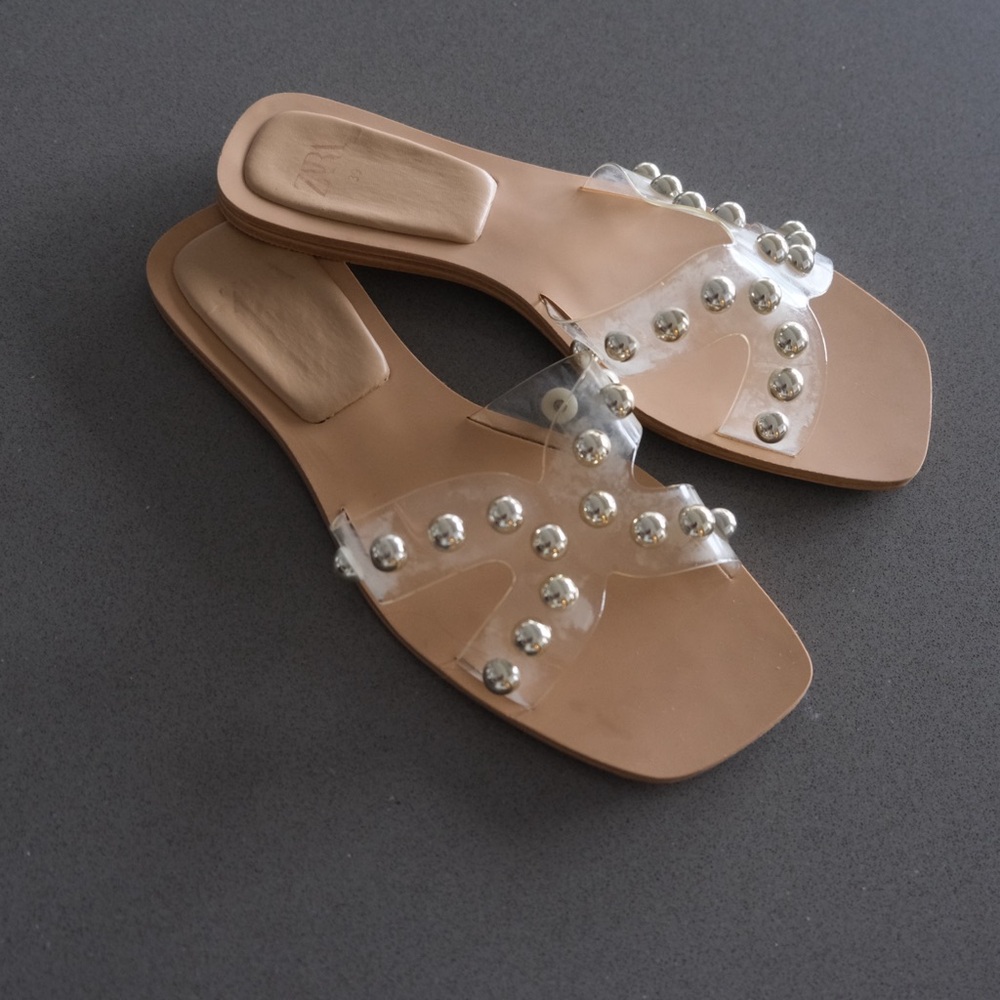 Zara Transparent Sandals with Silver Accents